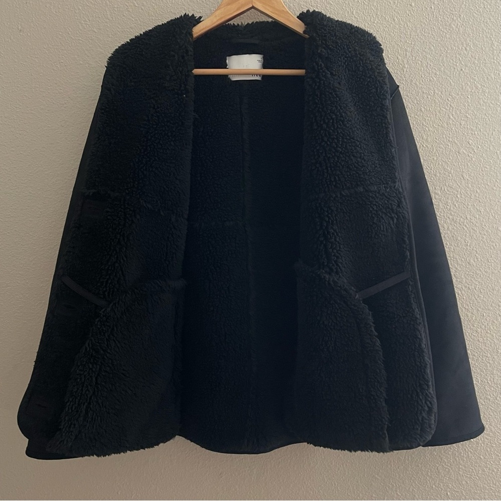ARITZIA Wilfred Free Deanna Stallion Sherpa Jacket Button-Up Coat Black Sz S - Picture 3 of 15